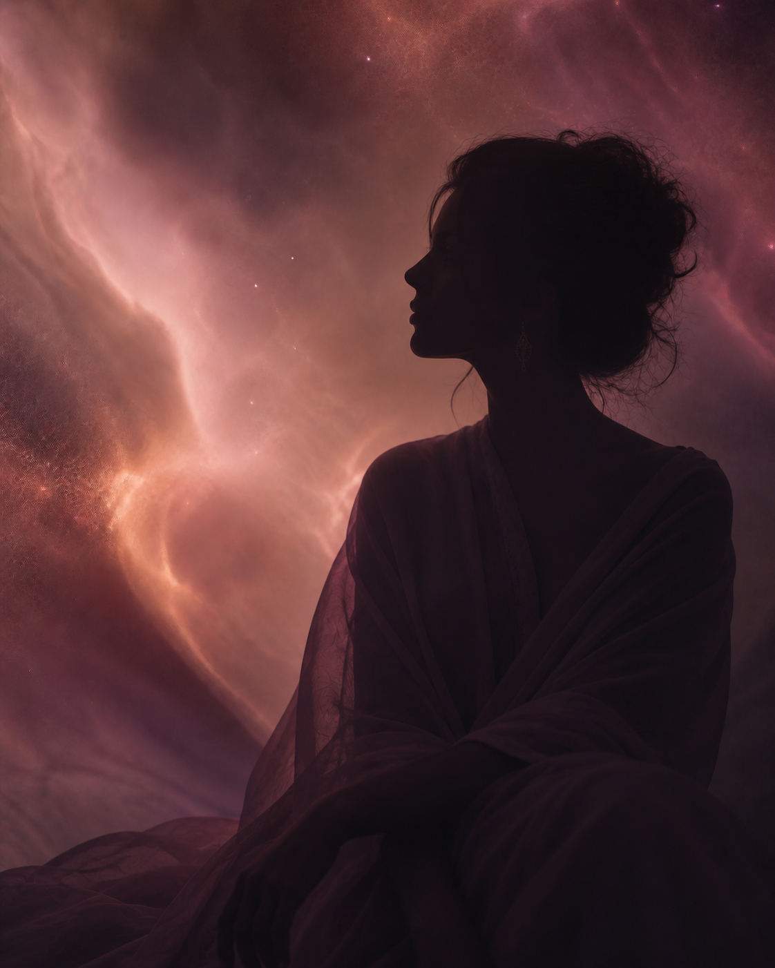 A serene silhouette representing transformation and light